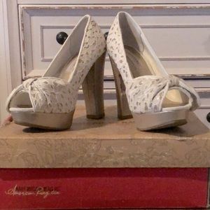 American Rag Peep Toe Lace Platform Heels